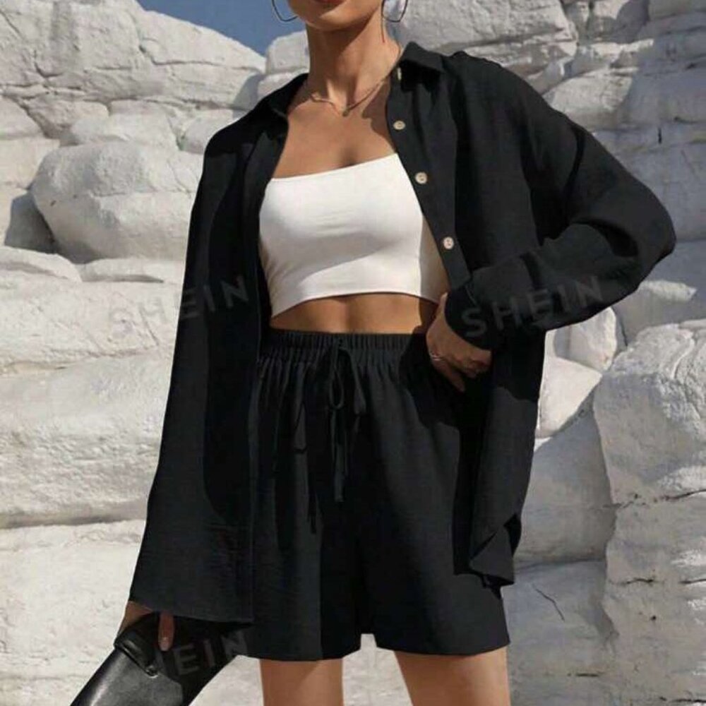 SHEIN Women's Long Black Shorts (s)